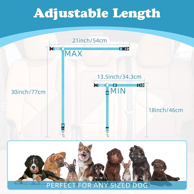 BWOGUE Pet Dog Cat Seat Belts, Car Headrest Restraint Adjustable Safety Leads - Image 4