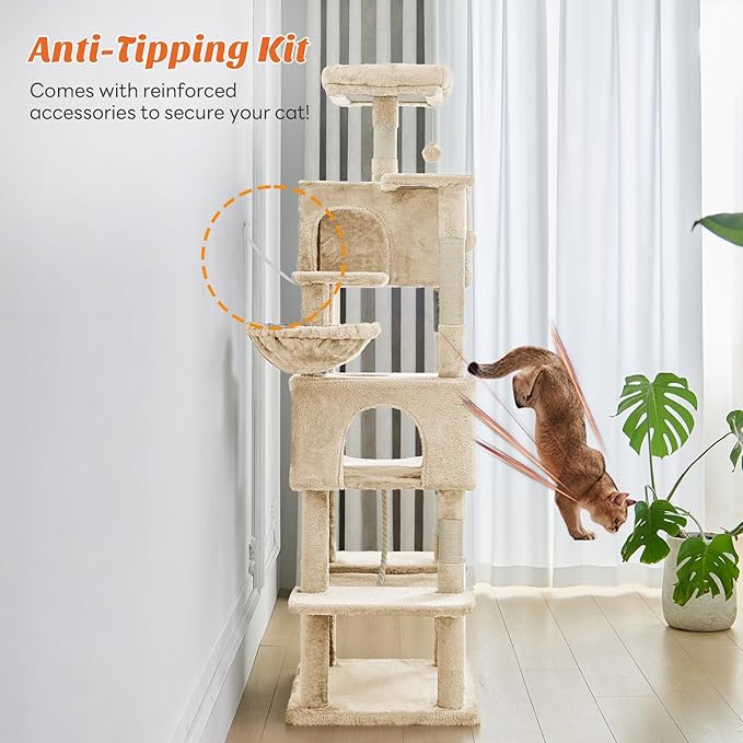Sweetcrispy 66 inch Cat Tree Tower, Large Multi Level Cat Climbing Tower - Image 6