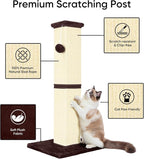 Cat Scratching Post 32 Inch for Indoor Large Cats and Kitten, Nature Sisal Tall - Image 3