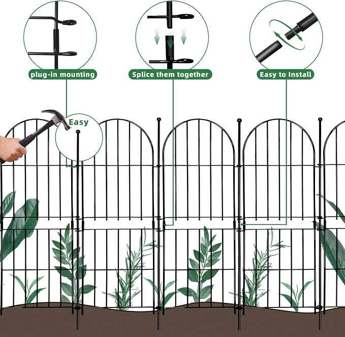 Decorative Garden Fence 31in x10ft, 10 Pack No Dig Fence Animal Barrier - Image 4