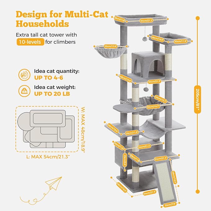 81" Heavy Duty Cat Tree for Large Cats up to 20lbs - Image 7