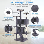 FDW | 54" Cat Tree Tower | Ashy | Multi-Level Indoor Activity Center - Image 3