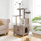 HOOBRO Cat Tree Tower with Litter Box Enclosure Indoor, Wooden Cat Condo with - Image 2