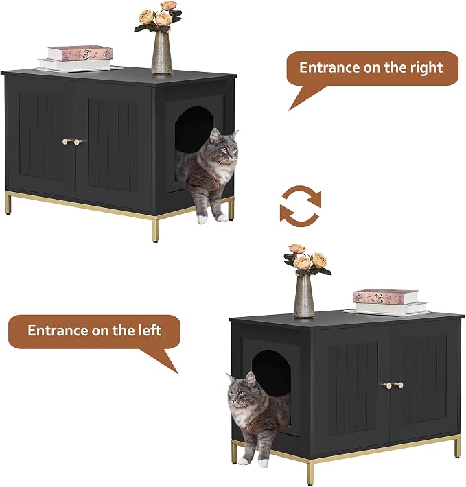 Homhedy Cat Litter Box Enclosure, Cat Washroom Furniture - Image 6