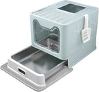 Enclosed Cat Litter Box with Lid Top Exit Covered Metal Stainless Steel Litter by Unknown