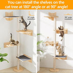 Wall Mounted Cat Tree with 2pcs Non-Slip Carpet, Cat Wall Shelf ClimbingTower - Image 5