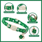 Cat Collar, Spring Green Shamrock Cat Collar - Image 3