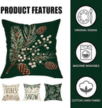 Fahrendom Winter Vibes Green Decorative Throw Pillow Covers 18 x 18 Set of 4 - Image 4