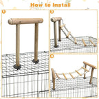 PINVNBY 3PCS Bird Ladder Bridge, Natural Wood Climbing Ladders Flexible Parrot - Image 5