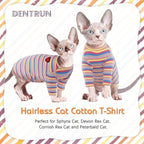 DENTRUN Hairless Cats Shirt Breathable Cat Daily Wear Clothes Stripe Vest - Image 6