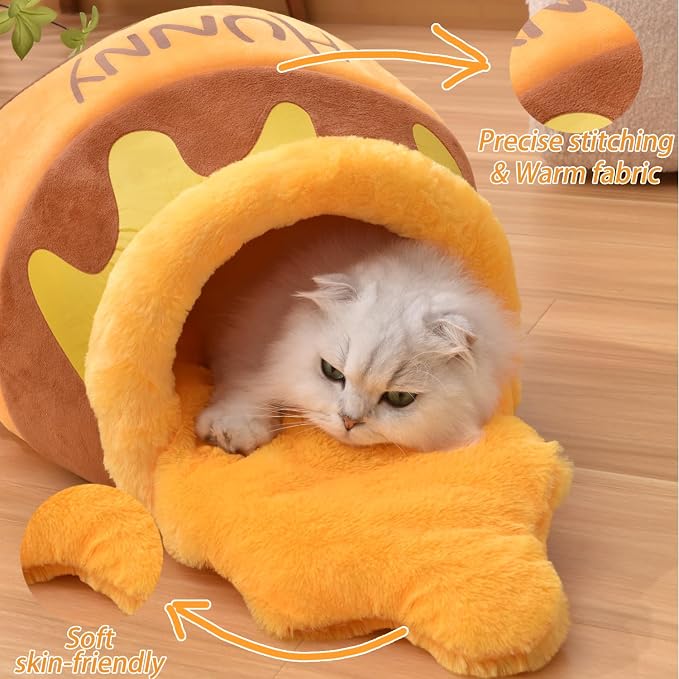Honey Pot Cat Cave Bed, Soft and Thick Rebound Sponge Pet Nest - Image 2