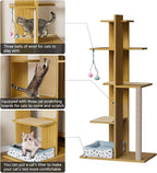 PAKASEPT 65.5" Tall Cat Tree, Cat Bed, Cat Balls, Freestanding Wooden Cat - Image 4