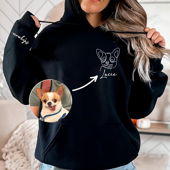 DILYPOD Personalized Embroidered Dog Mom Sweatshirt, Custom Line Art Portrait - Image 6
