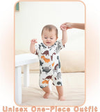 Unisex Summer Trendy 2-Pack Rompers Short Sleeve Zipped Bodysuit Infant Cotton - Image 7