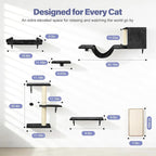 Cat Wall Shelves, Stable & Safe 6 in 1 Cat Furniture Set Black, - Image 2