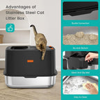 Enclosed Stainless Steel Cat Litter Box - Image 7