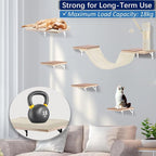 Cat Wall Shelves, Solid Wood Cat Wall Furniture Set, - Image 3
