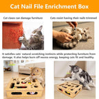 Interactive Wooden Cat Scratch Puzzle Enrichment Box, Cat Nail File Enrichment - Image 4