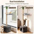 XiaZ Cat Window Perch with Tall Scratching Post, Sleeping & Watching Birds - Image 5