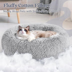 rabbitgoo Cat Beds for Indoor, 20 inches Machine Washable, Fluffy Round Pet Bed - Image 3