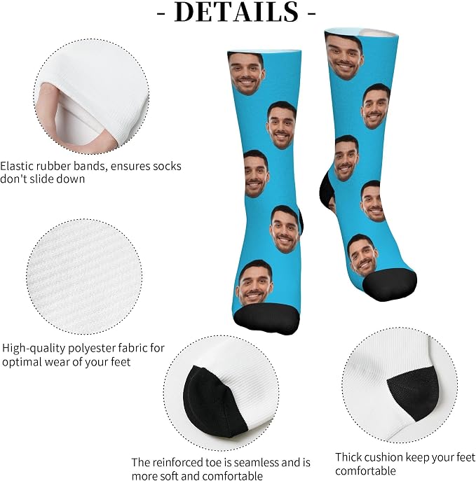 D-Story Custom Face Socks, Personalized Photo Picture on Socks, Unisex Athletic - Image 5