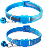 Breakaway Kitten Collar with Bells, Light Blue Break Away Cat Collar with Bells by YOUALSO