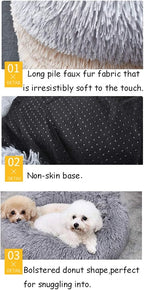 BODISEINT Faux Fur Dog Bed, Shag Round Anti-Anxiety Pet Calming Doughnut Cuddler - Image 5