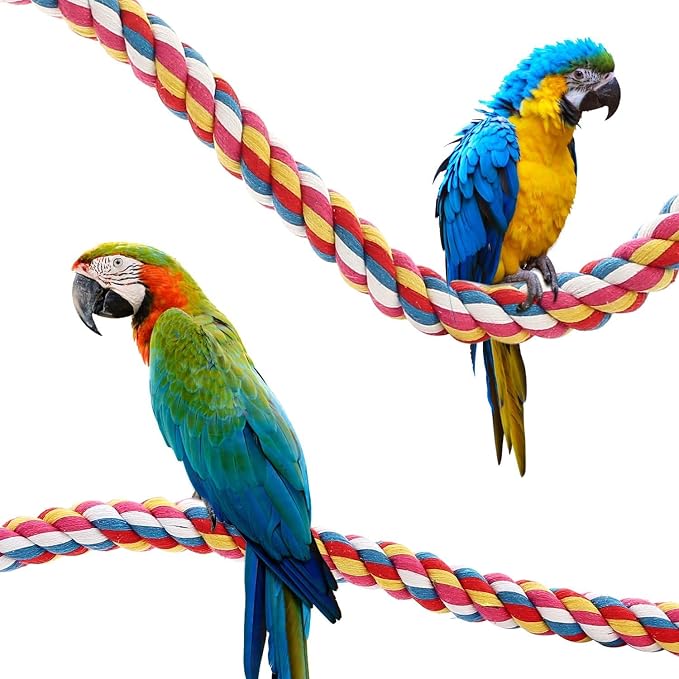 Bird Rope Perches, Parrot Toys 33 inches Rope Bungee Bird Toy - Image 8