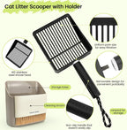 Metal Cat Litter Scooper with Holder, Stainless Steel Metal Litter Scoop - Image 3