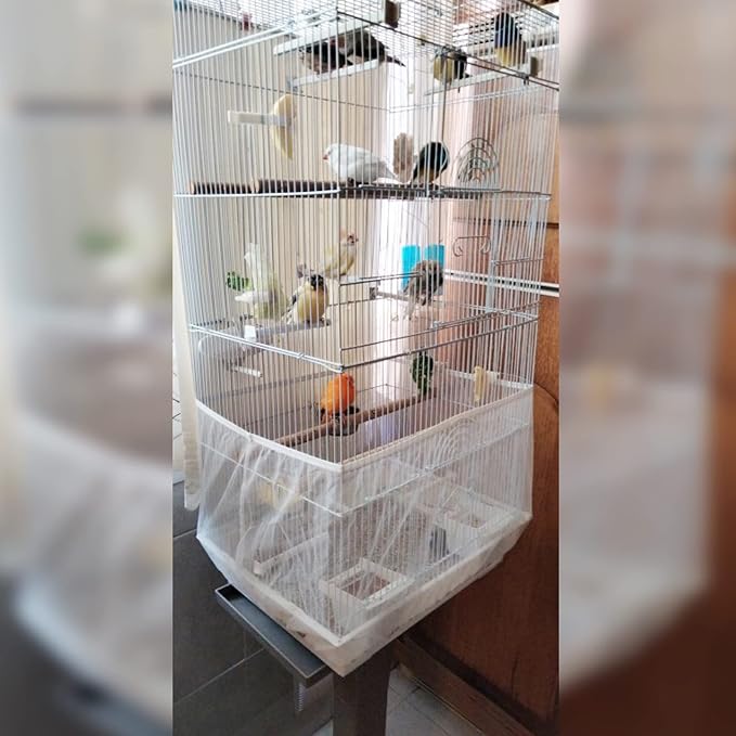 Birdcages Mesh Net Skirt Cover Reusable Stretchy Bird Cage Seed Catcher 35CM - Image 3