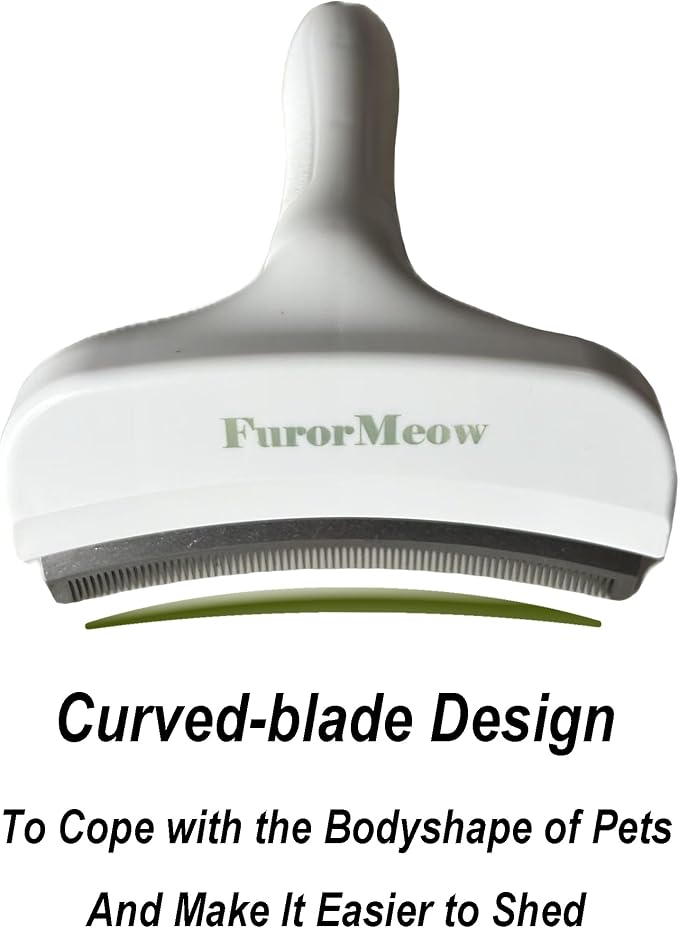 Pet Deshedding Tool with Curve Blade, Cat Grooming Brush, Tight V-shaped Teeth - Image 2