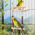 Natural Wood Bird Perch Swing - Image 3