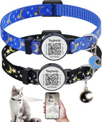2 Pack Stars and Moon, Solid & Safe Safety Plaid Kitten Collars by Taghelp