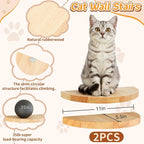 3 Pcs Cat Wall Shelves Set, Thicken Wooden Transparent Capsule Kitten Shelves - Image 3