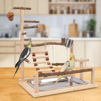 Wontee Bird Playground Wooden Bird Perch Stand Ladder Swing - Image 5