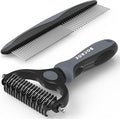 Pet Grooming Brush and Metal Comb Combo, Cat Brush Dog Brush by Docrok