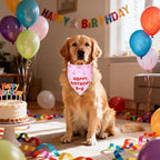 Dog Birthday Bandana Girl for Large to X-Large Dogs, Reversible 2 Patterns in 1 - Image 6