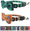 Cat Collar Breakaway with Bell and Bow Tie, Plaid Design Adjustable Safety by Ximipet