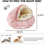 ShinHye Cat Bed Round Plush Fluffy Hooded Cat Bed Cave, Cozy - Image 2