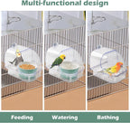 Bird Cage Feeder with Ceramic Bowl, 2 in 1 No Mess Bird Feeder and Transparent - Image 2
