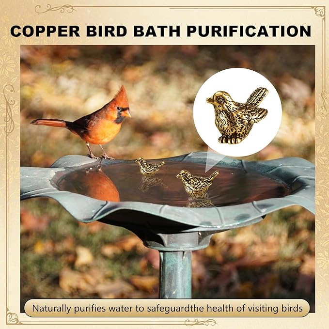 4 Pcs Mini Bird Shape Copper Bath Disk Ornaments Copper Bird Bath Purification - Image 4