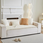 Couch Cover for Dogs Fuzzy Sofa Covers for Pet, Geometric Jacquard Coral - Image 2