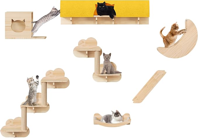 13-in-1 Cat Wall Shelves and Perches, Floating Cat Shelves, Solid Wood Wall - Image 7