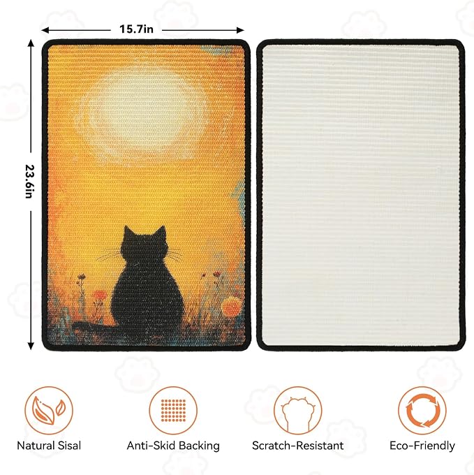 Cat Scratching Mat, 23.6 x 15.7'' Large Sisal Cat Scratch Pad - Image 2