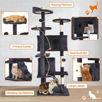 70 Inch Light Gray Cat Tree, Tall Cat Tower - Image 6