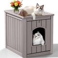 Cat Litter Box Enclosure, Openable Front Door & Raised Floor by KFY