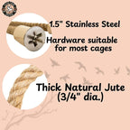 Bird Rope Perch for Parrots, Bendable Natural Jute Boing - Image 3