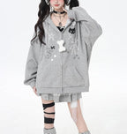 Womens Y2K Zip Up Cute Graphic Hoodies Cat Ears Casual Cartoon Harajuku Kawaii - Image 6