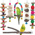 Bird Perch Bird Toys Parakeet Toys, Bird Cage Accessories Wooden Chew Toys by BBjinronjy