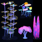 Lpraer 4 Pack Glow Aquarium Decorations Coral Anemone Lotus Leaf Seaweed - Image 2